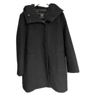 Ellabee Black Hooded Zippered Lady Woman XXL Warm Dress Coat